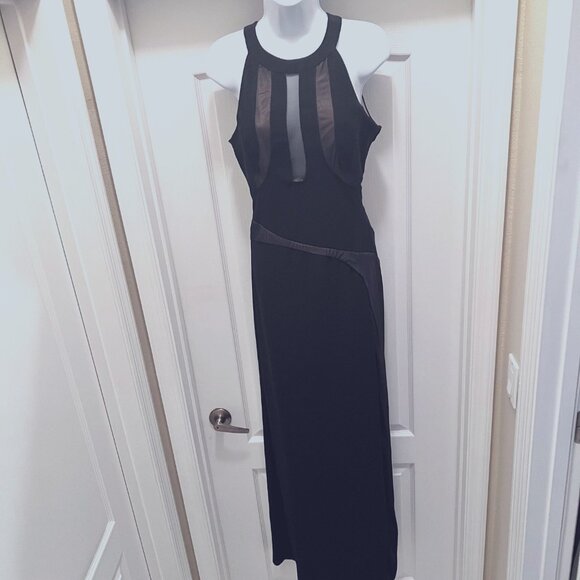 Honey & Rosie Long Maxie Black Sheer Dress-Formal-Size Medium-Black/Nude-Stretch - Picture 2 of 16
